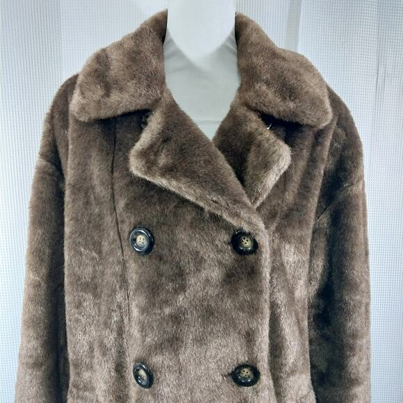 JONES NEW YORK! OMBRE TAUPE BROWN LUXURIOUS FAUX MINK FUR COAT, JACKET! SZ M - Picture 4 of 10
